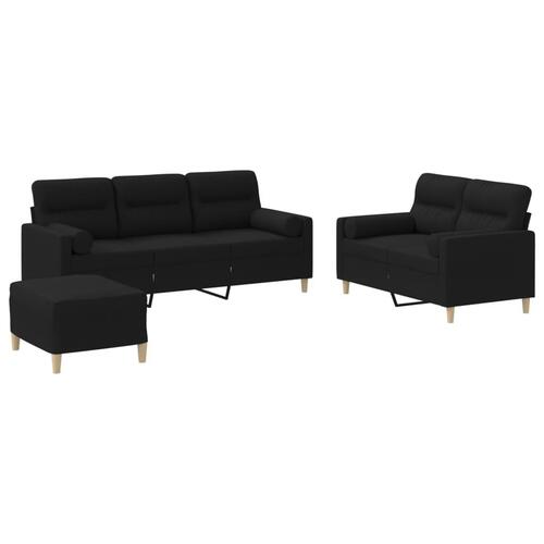 3 personers sofa med puder stof sort