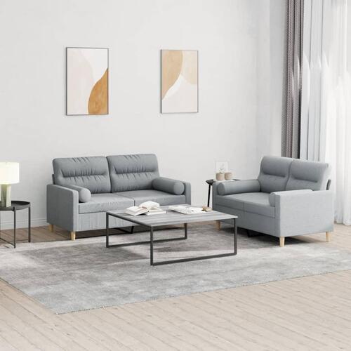 2 personers sofa med puder stof lysegrå