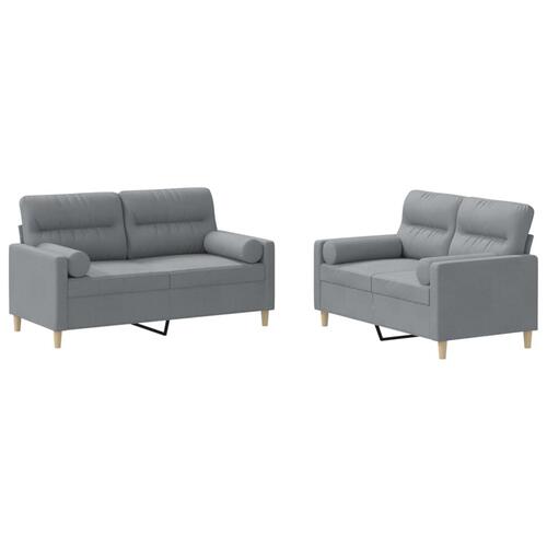 2 personers sofa med puder stof lysegrå