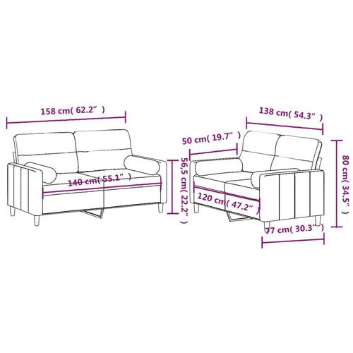 2 personers sofa med puder stof lysegrå