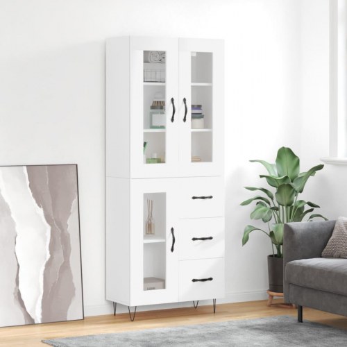Højskab/skænk 69,5×34×180 cm - konstrueret træ, hvid