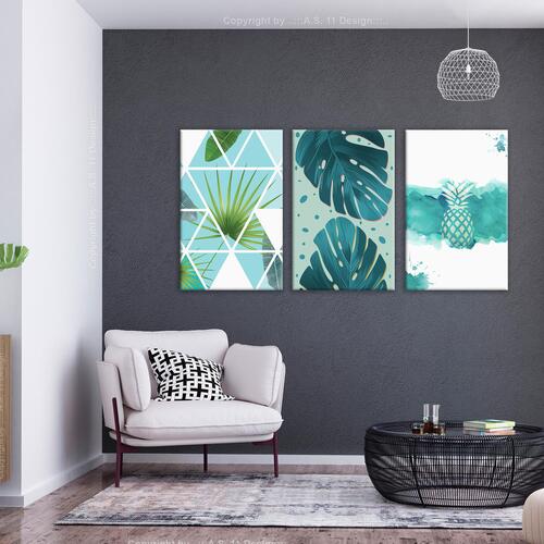 Billede - Turquoise Tones (3 Parts) 120 x 60 cm