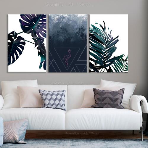 Billede - Cool Leaves (3 Parts) 120 x 60 cm