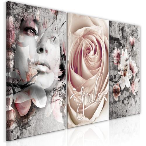 Billede - Floral Smile (3 Parts) 120 x 60 cm
