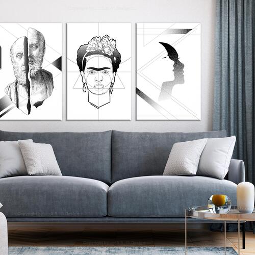 Billede - Facial Composition (3 Parts) 120 x 60 cm
