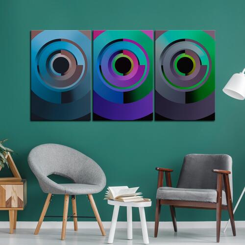 Billede - Gradient Circles (3 Parts) 120 x 60 cm