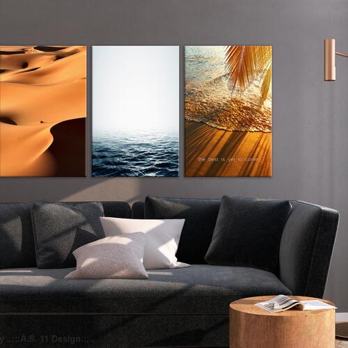 Billede - Sand and Water (3 Parts) 120 x 60 cm