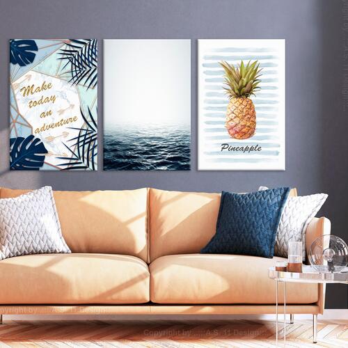 Billede - Pineapple Quote (3 Parts) 120 x 60 cm