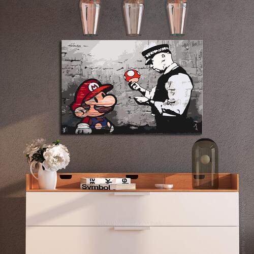 Mal selv billede - Mario (Banksy) 60 x 40 cm