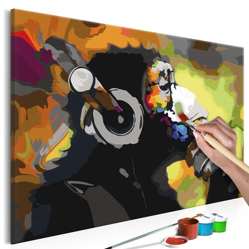 Mal selv billede - Monkey In Headphones (Multi Colour) 60 x 40 cm