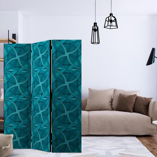Skærmvæg - Geometric Turquoise 135 x 172 cm