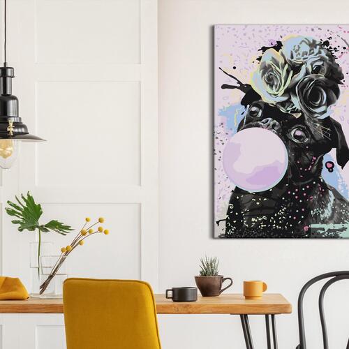 Mal selv billede - Bubble Gum Pug 40 x 60 cm