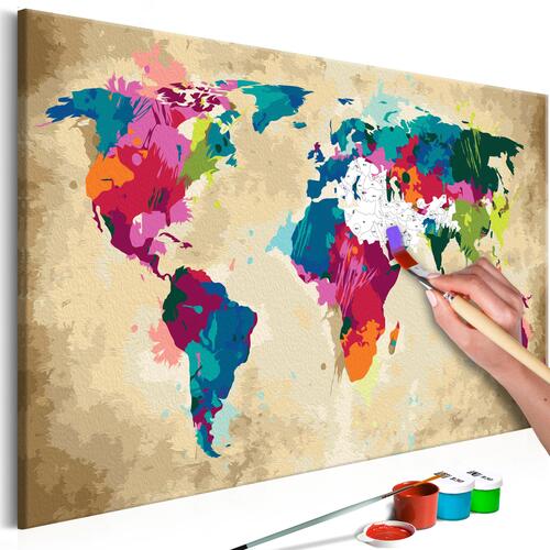 Mal selv billede - World Map (Colourful) 60 x 40 cm
