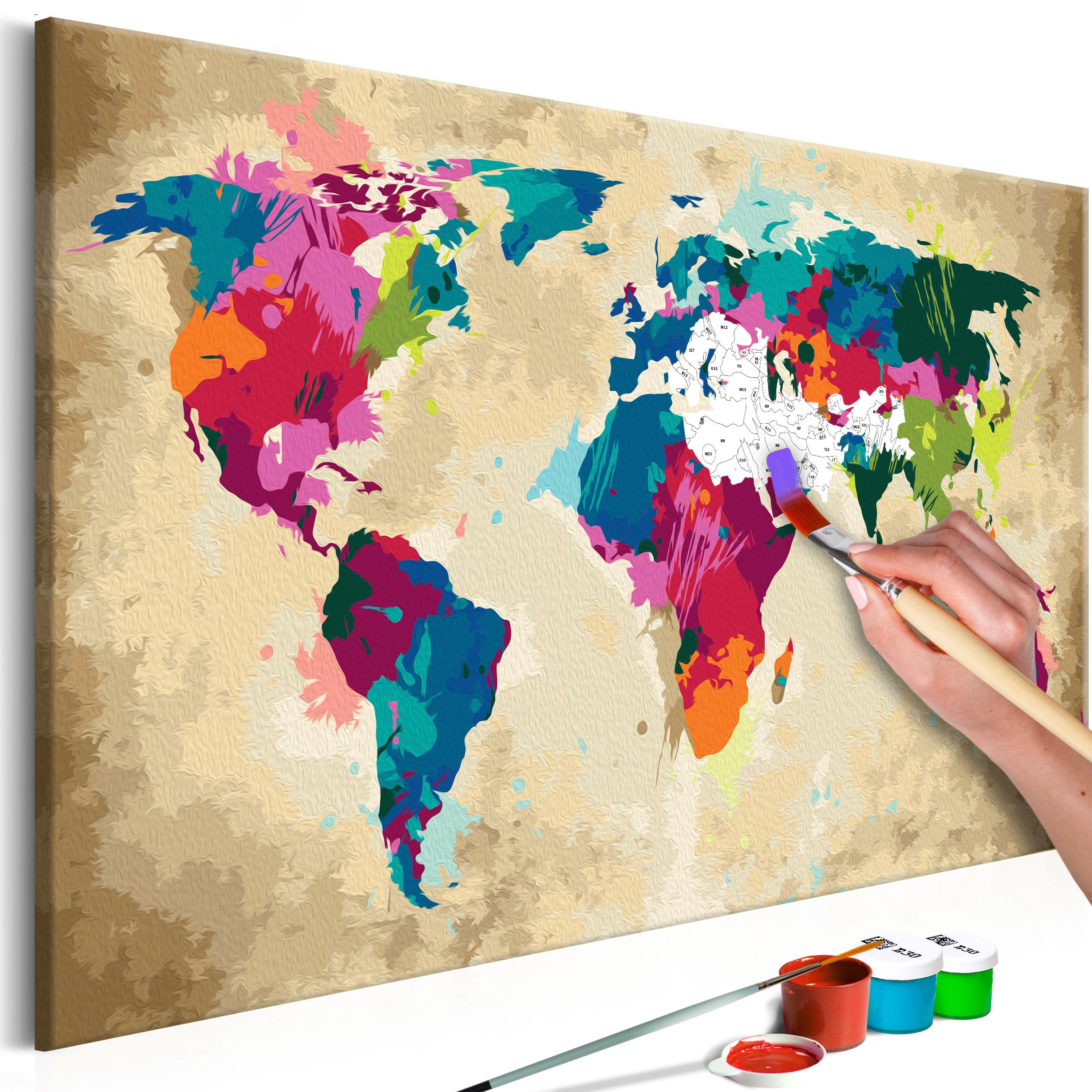 Mal selv billede - World Map (Colourful) 60 x 40 cm