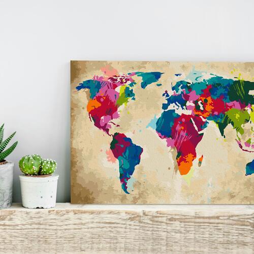 Mal selv billede - World Map (Colourful) 60 x 40 cm