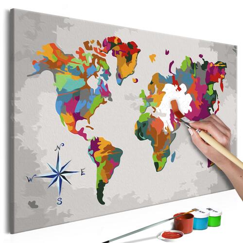 Mal selv billede - World Map (Compass Rose) 60 x 40 cm