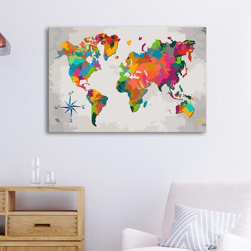 Mal selv billede - World Map (Compass Rose) 60 x 40 cm