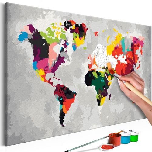Mal selv billede - World Map (Bright Colours) 60 x 40 cm
