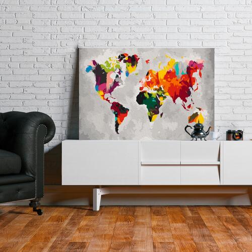 Mal selv billede - World Map (Bright Colours) 60 x 40 cm