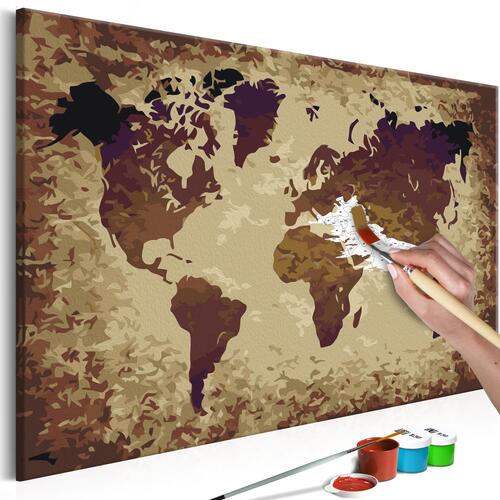 Mal selv billede - World Map (Brown Colours) 60 x 40 cm
