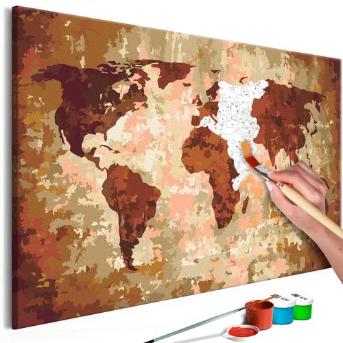 Mal selv billede - World Map (Earth Colours) 60 x 40 cm