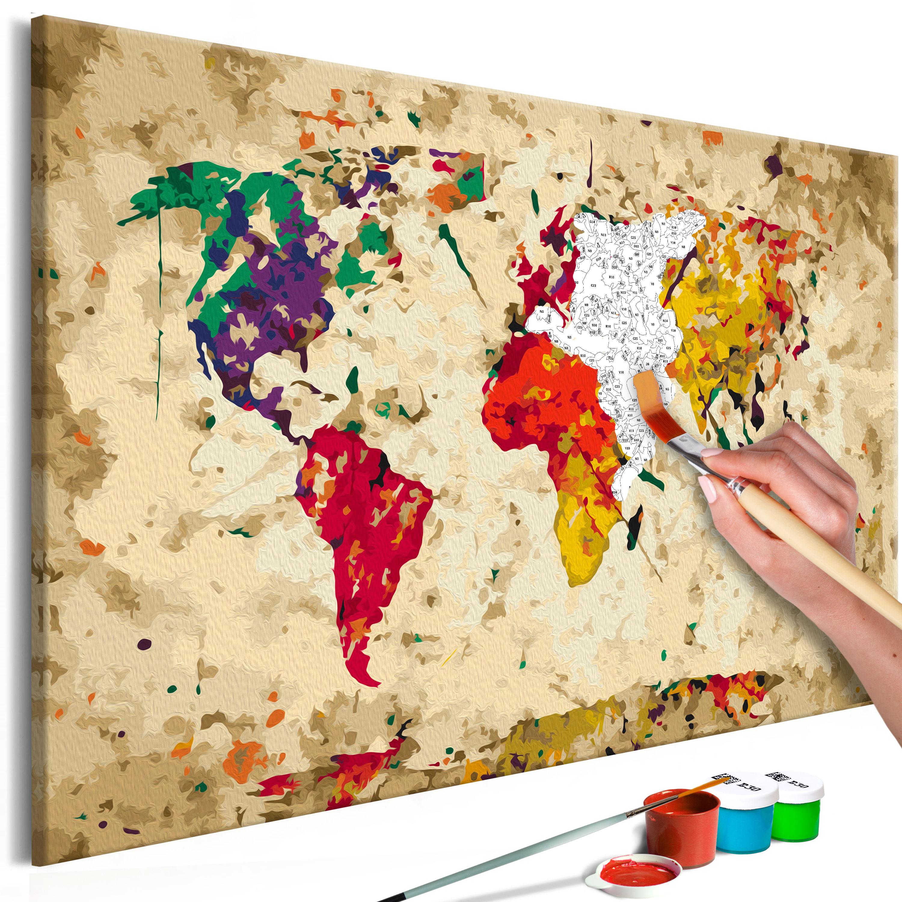 Mal selv billede - World Map (Colour Splashes) 60 x 40 cm