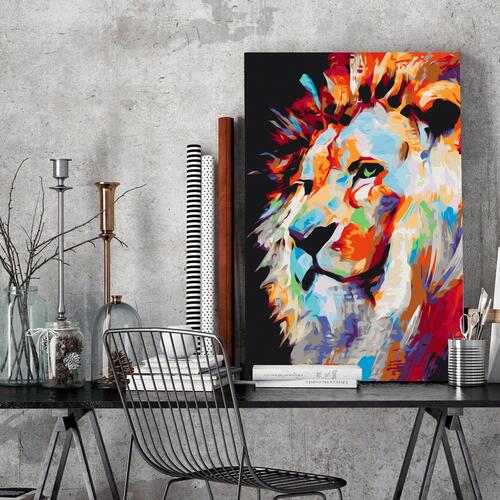 Mal selv billede - Portrait of a Colourful Lion 40 x 60 cm