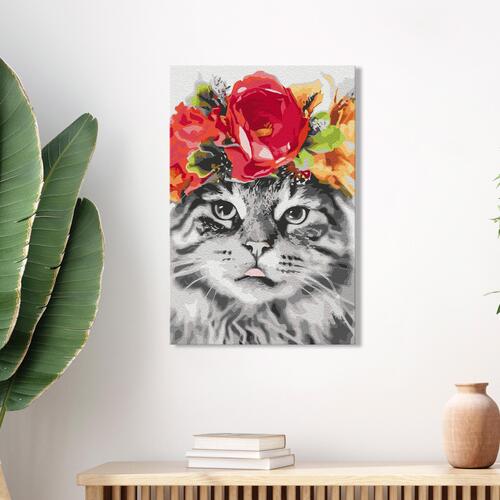 Mal selv billede - Cat With Flowers 40 x 60 cm
