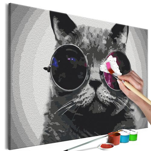Mal selv billede - Cat With Glasses 60 x 40 cm