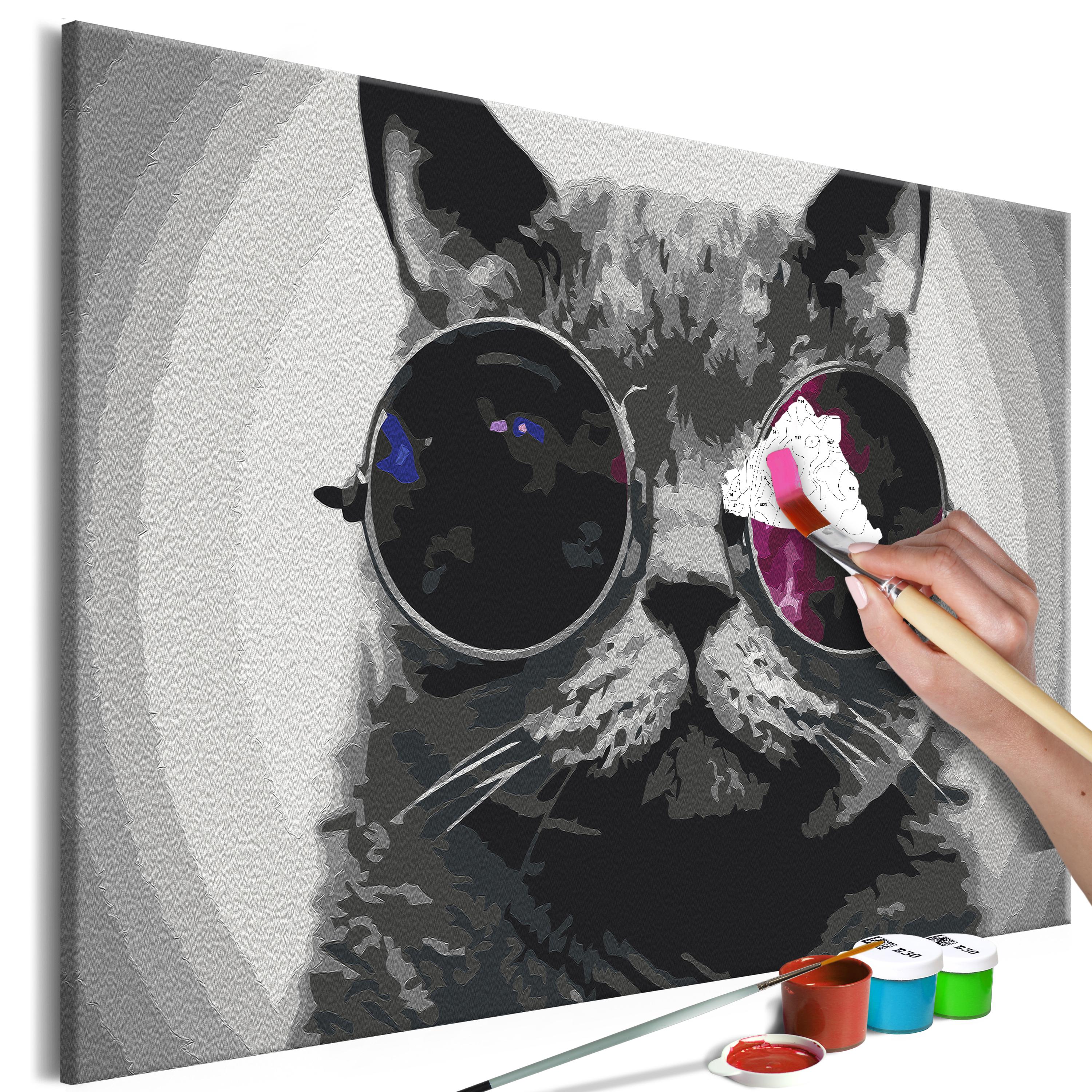 Mal selv billede - Cat With Glasses 60 x 40 cm