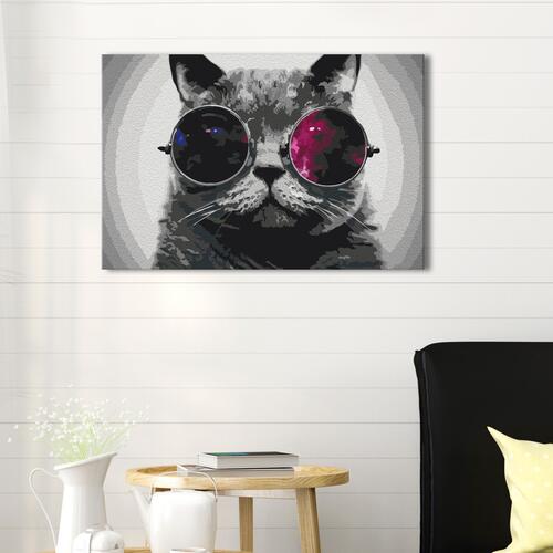 Mal selv billede - Cat With Glasses 60 x 40 cm