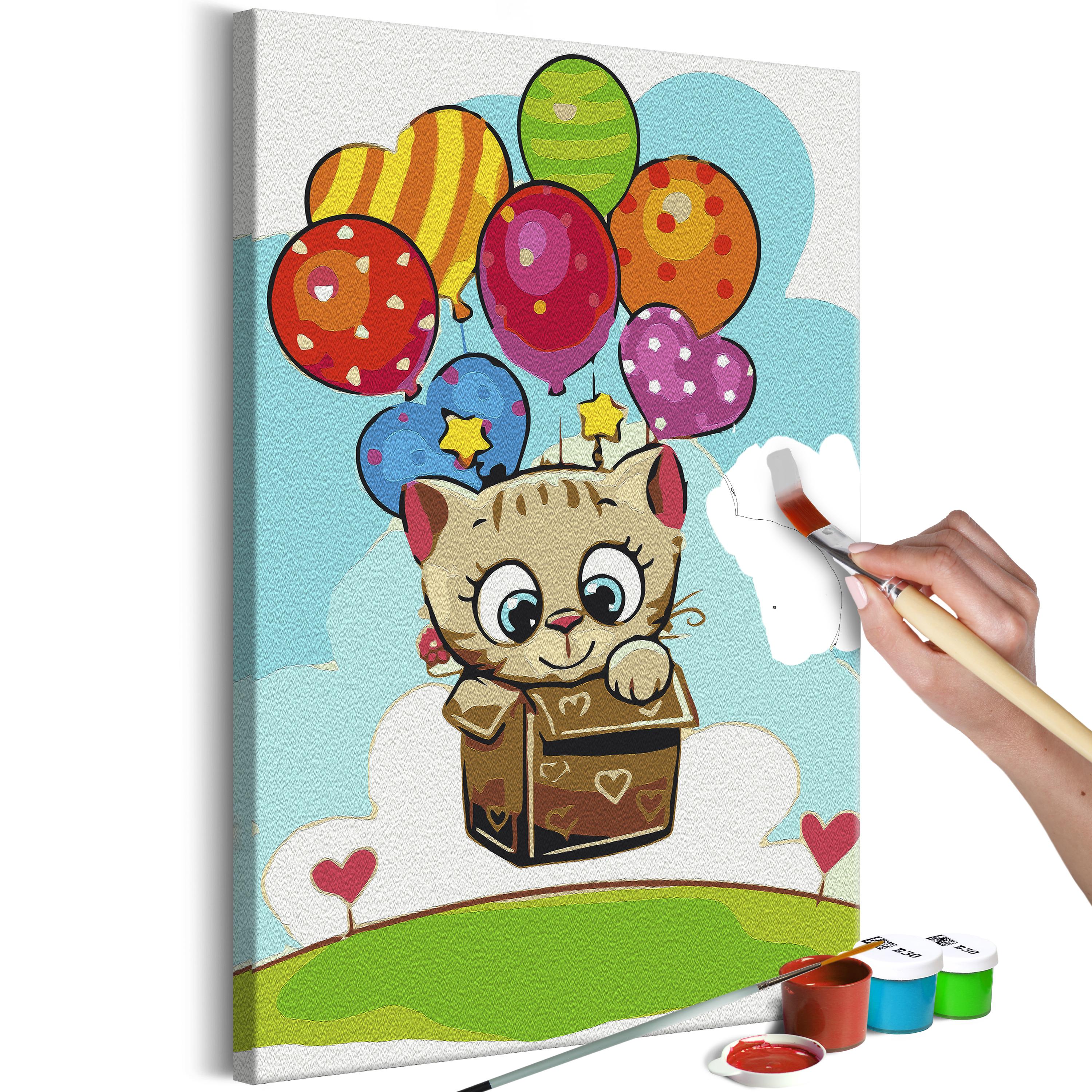 Mal selv billede - Kitten With Balloons 40 x 60 cm