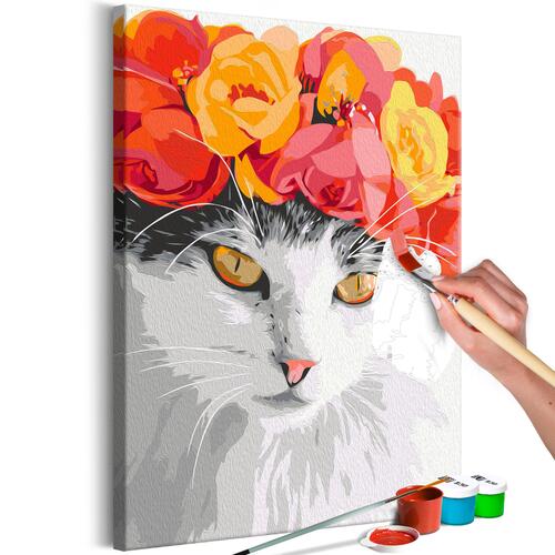 Mal selv billede - Flowery Cat 40 x 60 cm