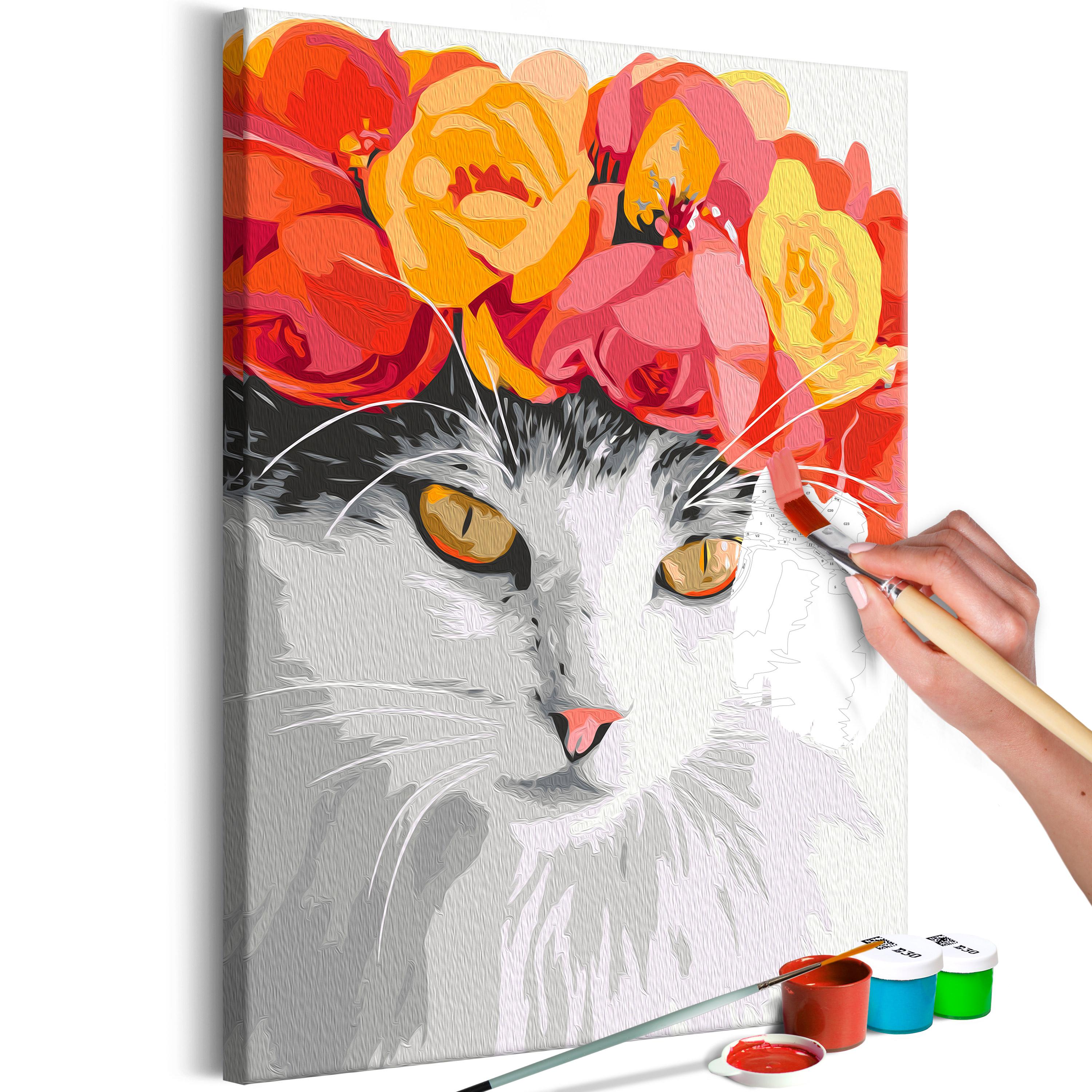 Mal selv billede - Flowery Cat 40 x 60 cm
