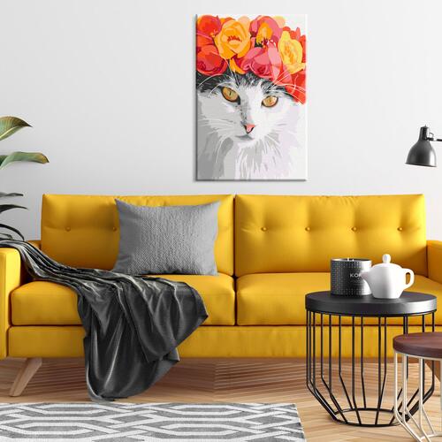 Mal selv billede - Flowery Cat 40 x 60 cm