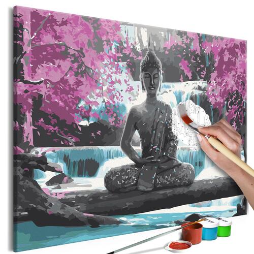 Mal selv billede - Buddha and Waterfall 60 x 40 cm