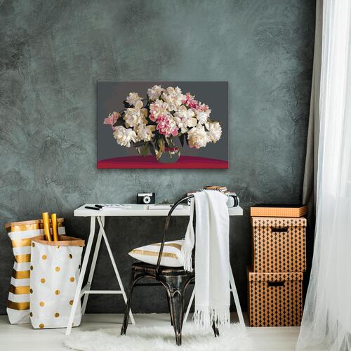 Mal selv billede - White Flowers In A Vase 60 x 40 cm
