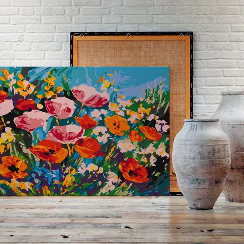 Mal selv billede - Colourful Meadow Flowers 60 x 40 cm