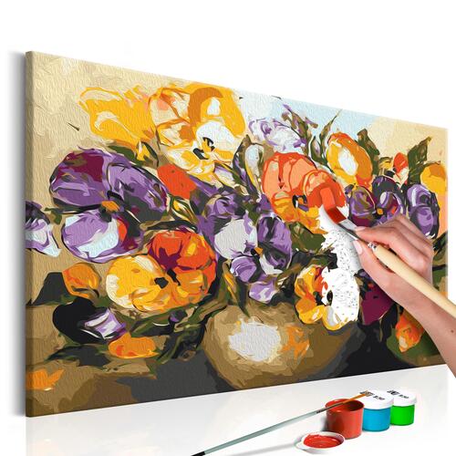 Mal selv billede - Vase Of Pansies 60 x 40 cm