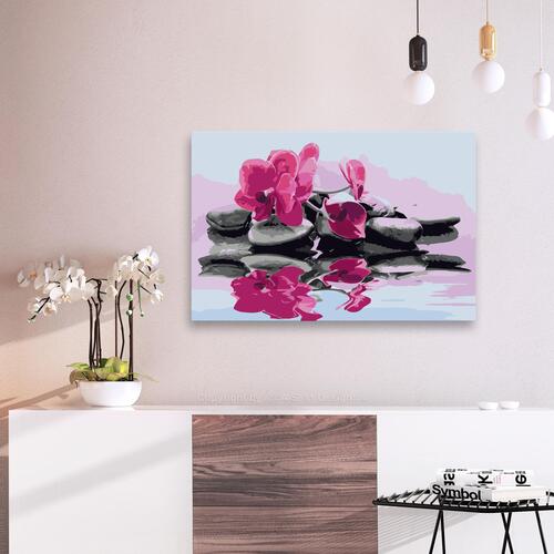 Mal selv billede - Orchid With Zen Stones (Reflection In The Water) 60 x 40 cm