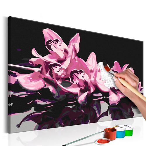 Mal selv billede - Pink Orchid (Black Background) 60 x 40 cm