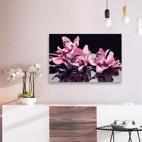 Mal selv billede - Pink Orchid (Black Background) 60 x 40 cm