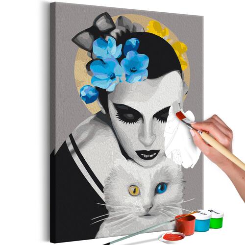 Mal selv billede - Lady With Cat 40 x 60 cm