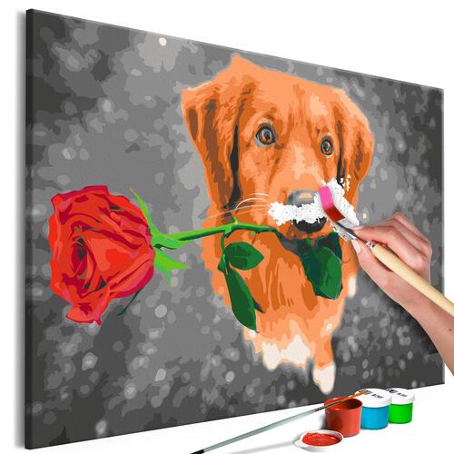 Mal selv billede - Dog With Rose 60 x 40 cm