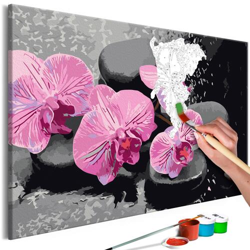 Mal selv billede - Orchid With Zen Stones (Black Background) 60 x 40 cm