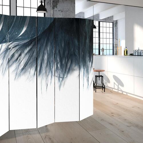 Skærmvæg - Dark Blue Feather II 225 x 172 cm