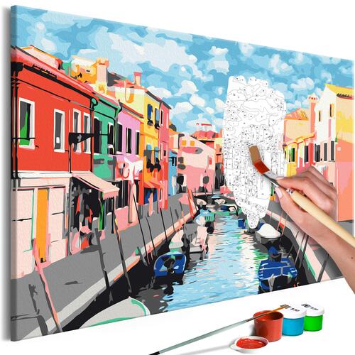 Mal selv billede - Houses in Burano 60 x 40 cm