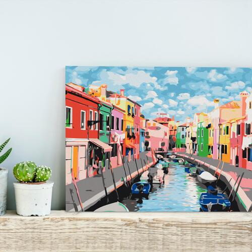 Mal selv billede - Houses in Burano 60 x 40 cm