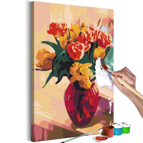 Mal selv billede - Tulips in Red Vase 40 x 60 cm