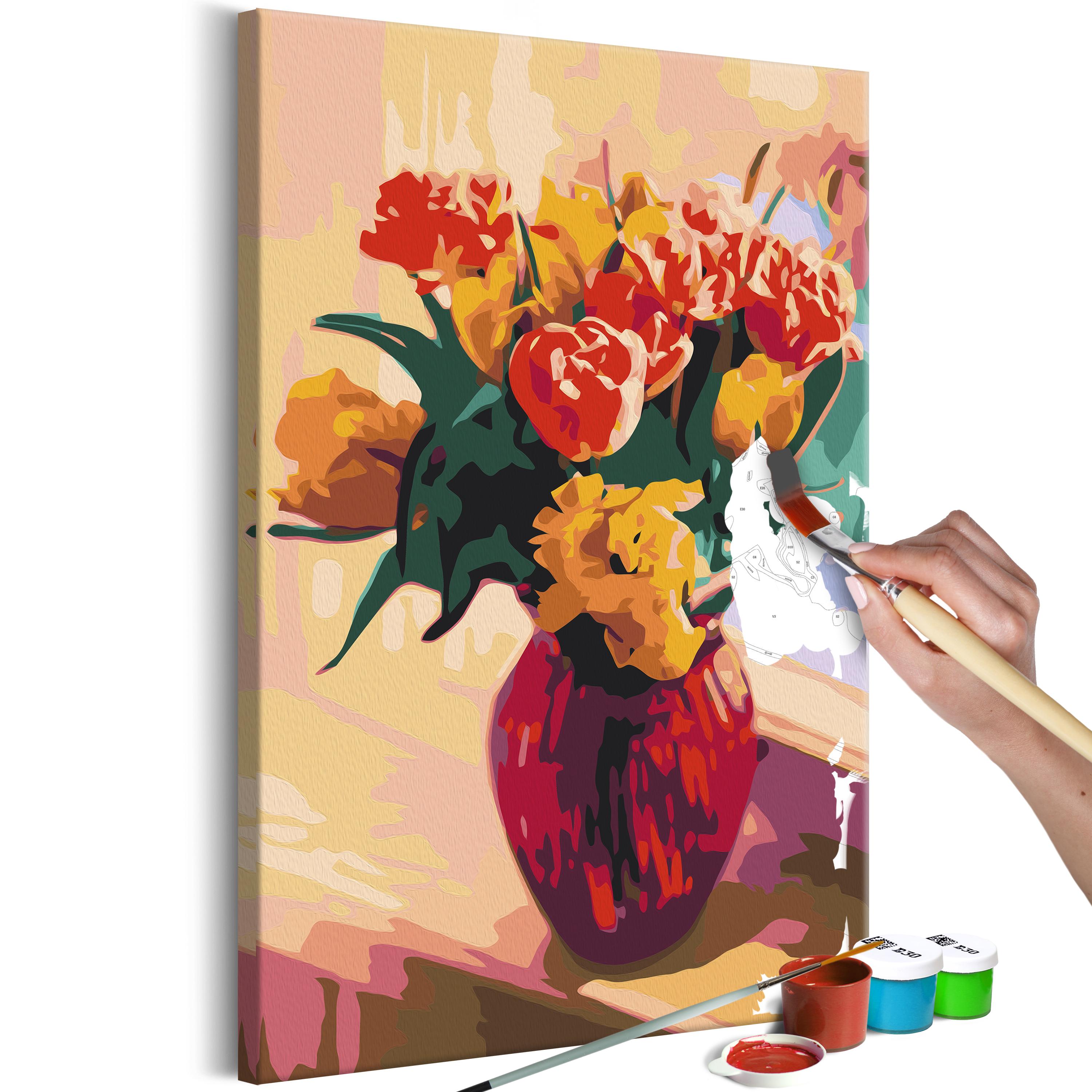 Mal selv billede - Tulips in Red Vase 40 x 60 cm